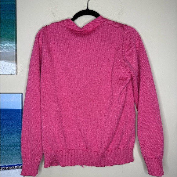 Simply Southern Pink Christmas holiday Cardigan with Sequin Ornaments - Picture 5 of 5